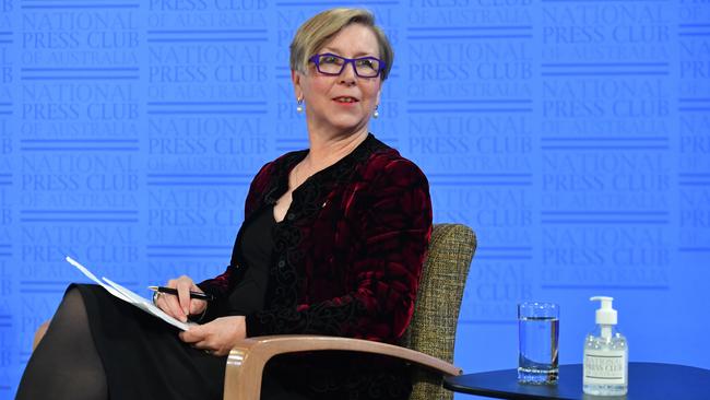 COVID-19 Co-ordination Commissioner Jane Halton Jane Halton at the National Press Club in Canberra on Monday. Picture: AAP