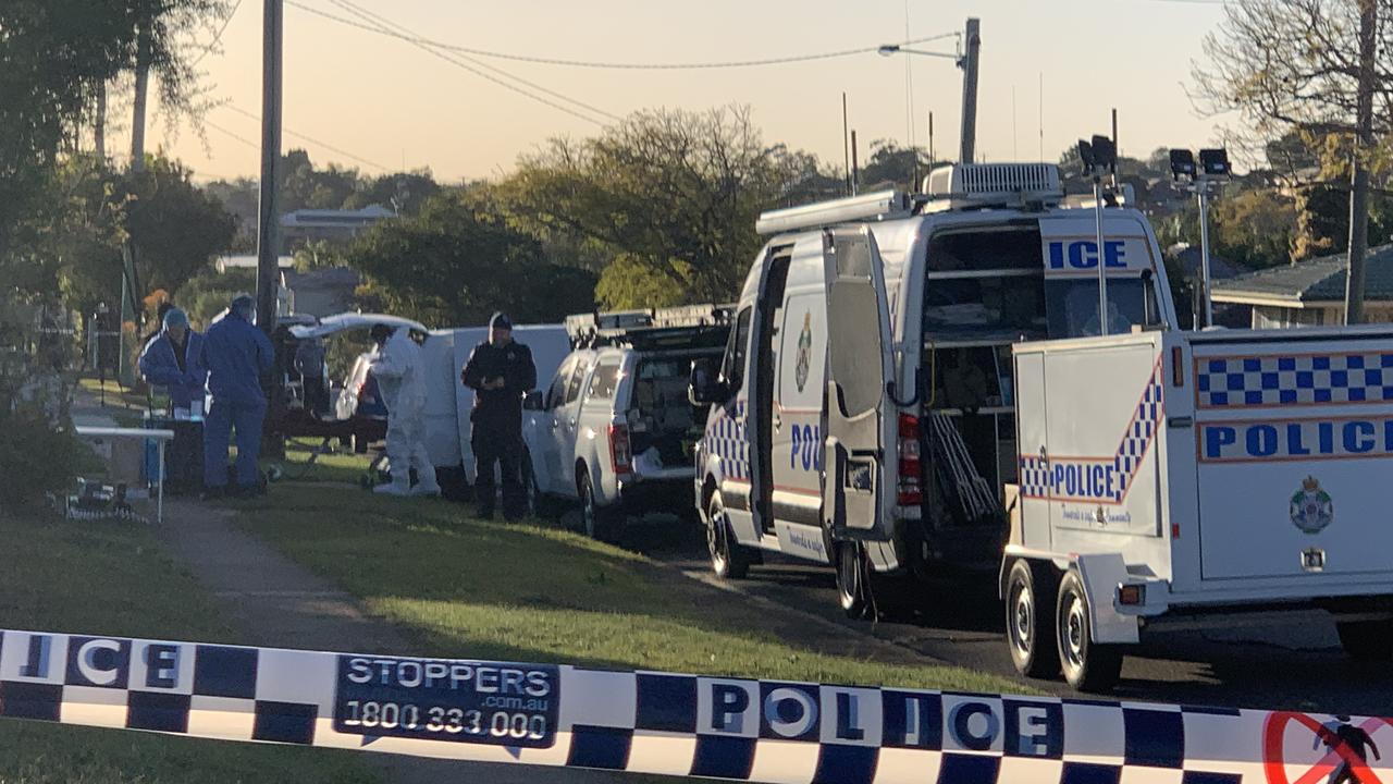 Police outside an Upper Mount Gravatt home where Angela Silk died on Monday night. Picture: Danielle Buckley