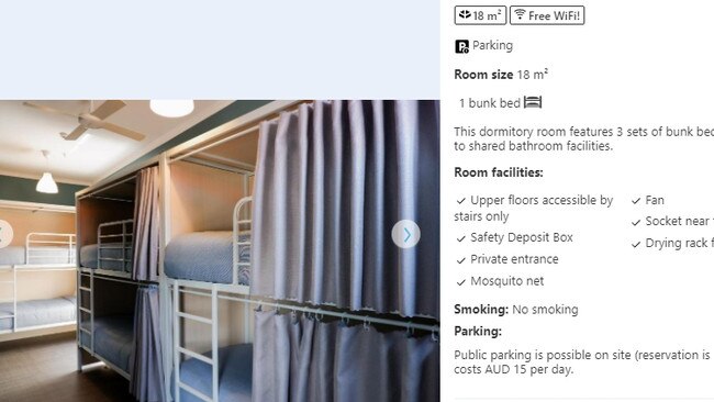 A screenshot from Booking.com website taken on Thursday March 26. It is advertising a room in Stoke Beach House Manly.