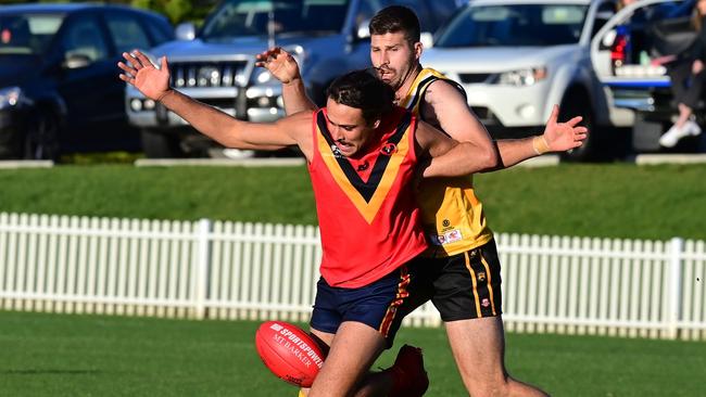 Action from last season's interleague game between the River Murray and Hills football leagues. Picture: River Murray Football League