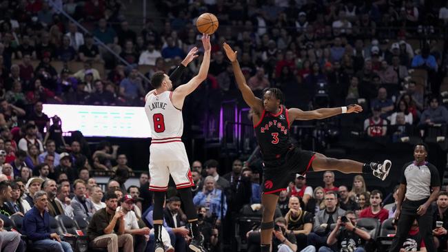 Zach LaVine put the Bulls on his back to keep them alive another day. (Photo by Andrew Lahodynskyj/Getty Images)