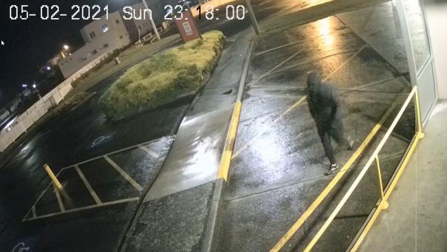 CCTV footage of an alleged armed robber at the Lighthouse Hotel in Ulverstone Picture: Supplied