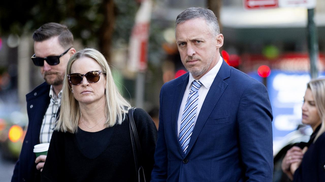 Courtney Day, the former Sony music executive and wife of Titus Day, joined her husband at court on Thursday. Picture: NCA NewsWire / Nikki Short