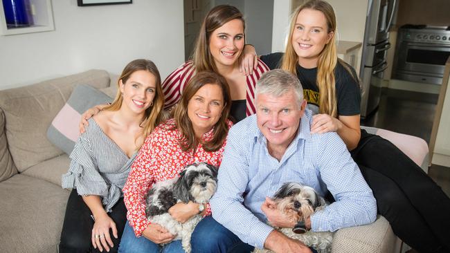 Danny Frawley with wife Anita and daughters Danielle, Chelsea and Keeley. Picture: Mark Stewart