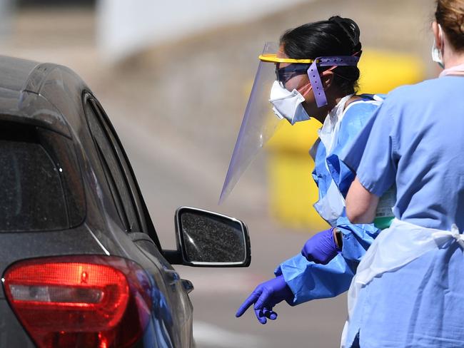 A drive-through testing facility in the UK. Picture: AFP