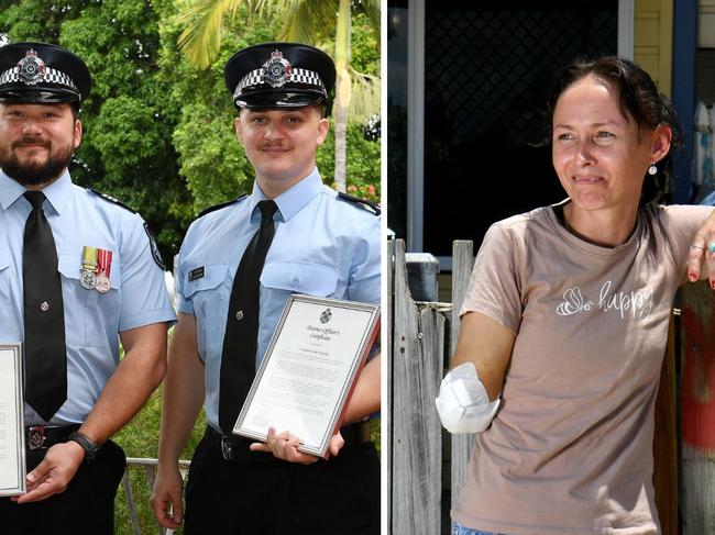 Acting Sergeant Allister Morris and Constable Luke Eldridge have been awarded district officers certificates at the Townsville District Honors' and Awards ceremony. Picture: Shae Beplate.