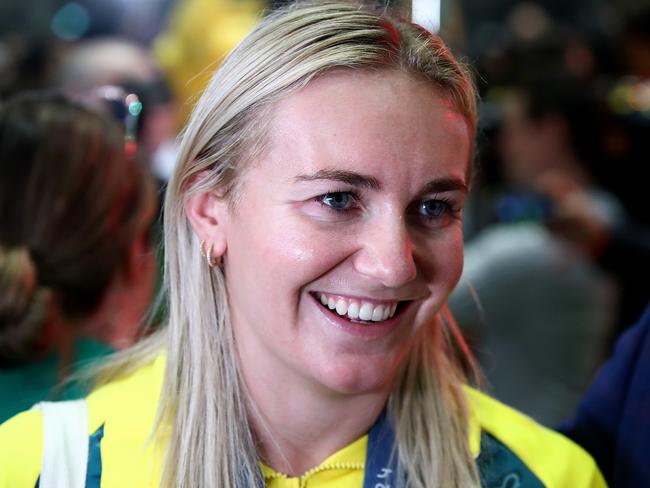 Swimmer Ariarne Titmus arriving at Sydney Airport. Picture: Jason McCawley/Getty Images