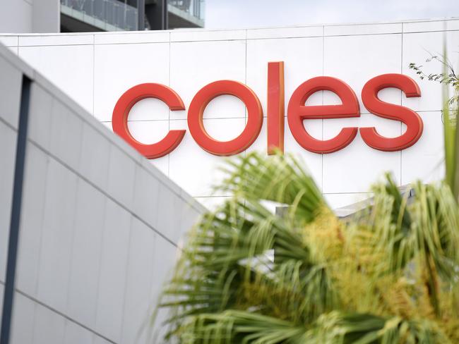 BRISBANE, AUSTRALIA - NewsWire Photos - SEPTEMBER 22, 2020.A Coles supermarket sign above a store in Brisbane. Coles outlets across Queensland will become fully powered by renewable energy sources by 2022.Picture: NCA NewsWire / Dan Peled