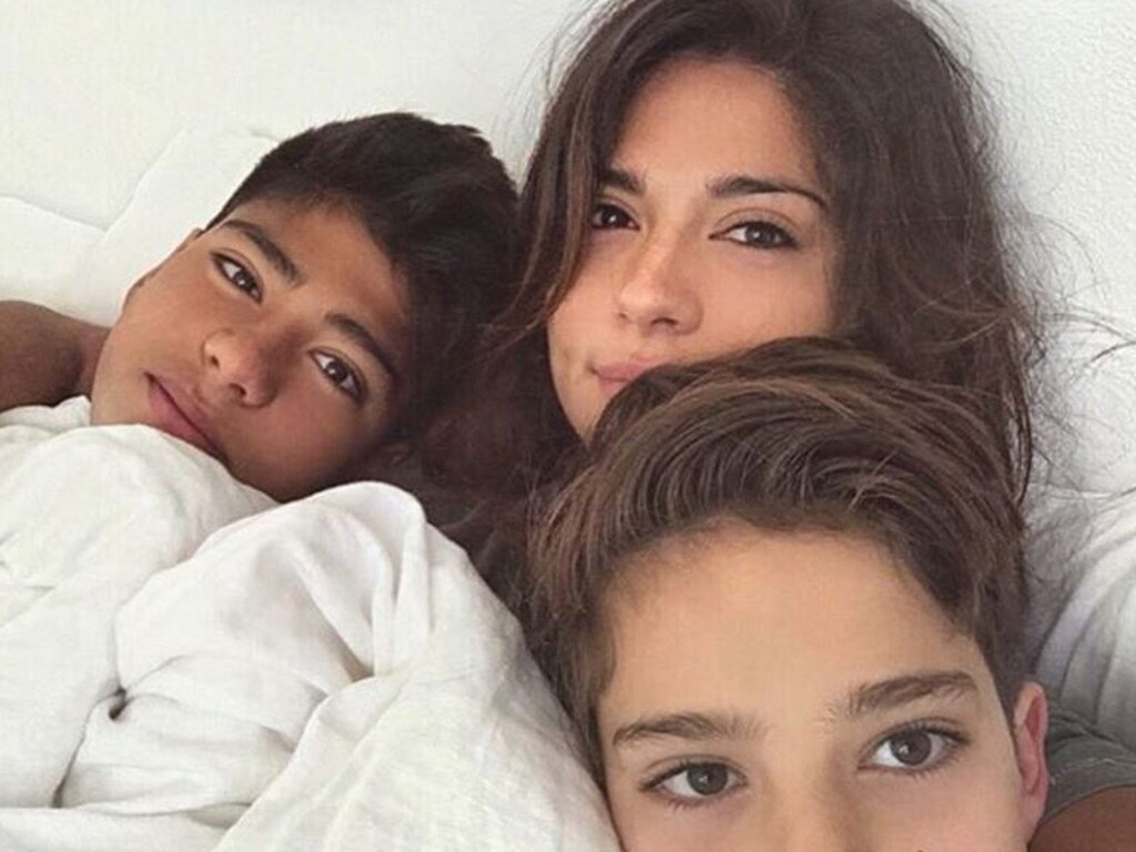 Pia Miller with her boys Isaiah and Lennox, "sleepy heads." Picture: Instagram