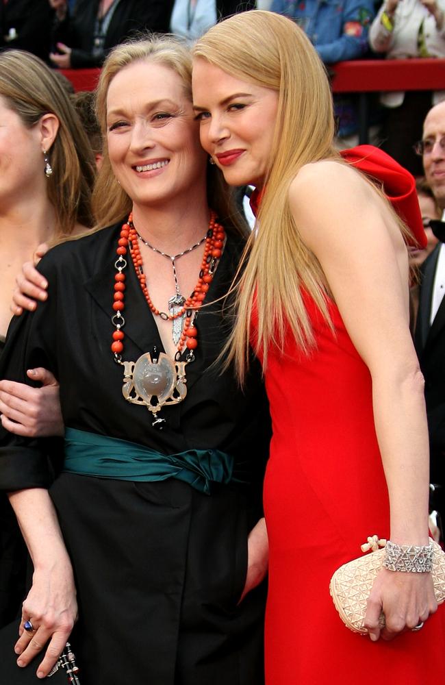 Big Little Lies’ stars Meryl Streep and Nicole Kidman at the Oscars. Picture: Getty Images