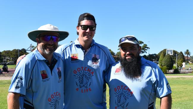 Representing the Captain Cook Dolphins (from left) David Waterson, Brennan Burgess and Michael McDiarmid at the Booralee Big Bash, Botany. Picture: Sean Teuma/NewsLocal