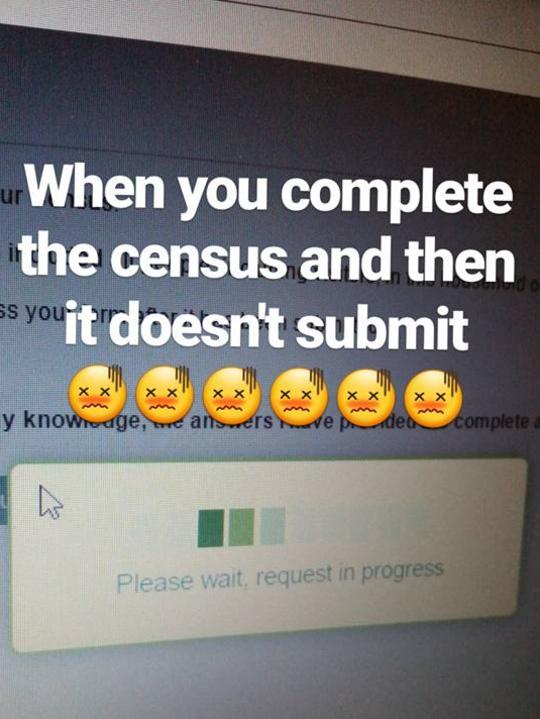 A Snapchat message complains about the census site.