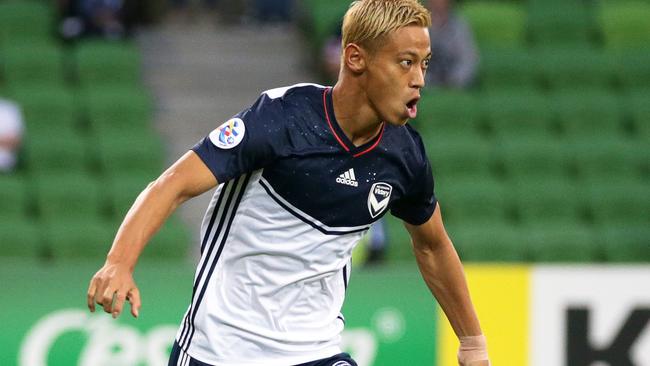 Keisuke Honda of Melbourne Victory during the AFC Champions League match between Melbourne Victory and Daegu FC at Melbourne Rectangular Stadium in Melbourne, Tuesday, March 5, 2019. (AAP Image/George Salpigtidis) NO ARCHIVING, EDITORIAL USE ONLY