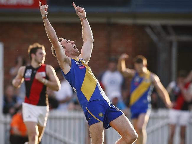 Williamstown v Essendon Sam Dunell celebrates the SeaEagles  win Picture:Wayne Ludbey