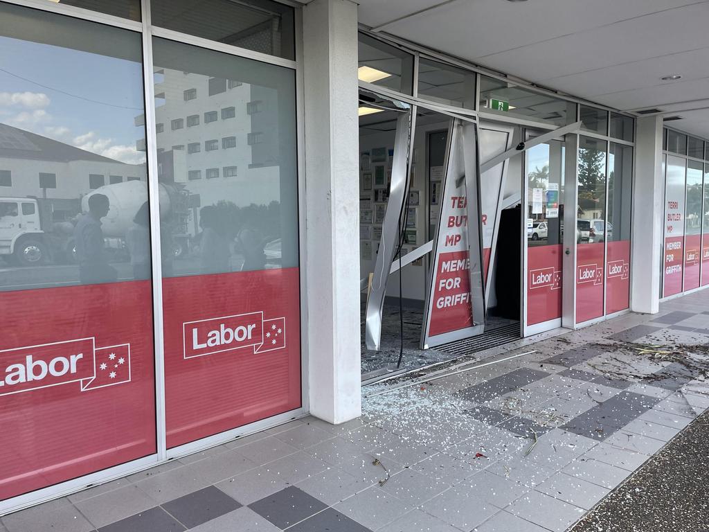 The damage to Labor MP Terri Butler's office.