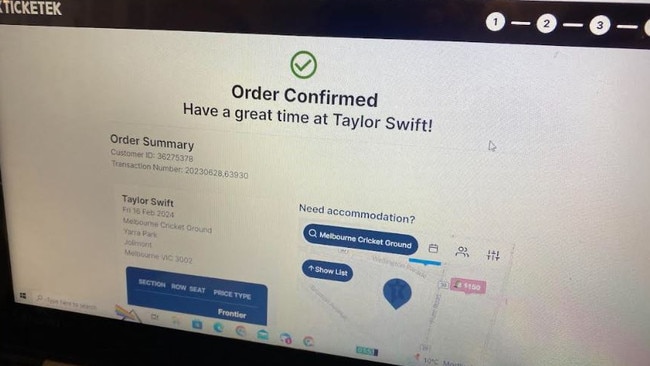 Success from the Taylor ticket lottery. Picture: Supplied