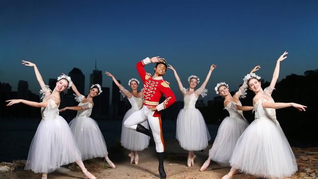 Dancer Patrico Reve and the Snowflakes are getting ready for Queensland Ballet’s The Best of the Nutcracker next week. Picture: Adam Head