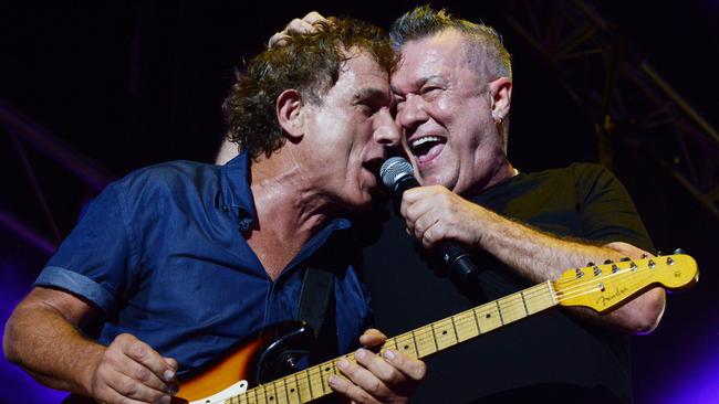 Getting The Band Back Together is the first lead single featuring Mossy and Barnesy sharing lead vocals. Picture: AAP