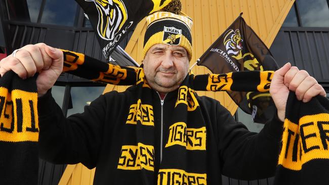 Tiger tragic Mick Molloy is ready to unleash on Grand Final day after 35 years of pain. Picture: Alex Coppel.