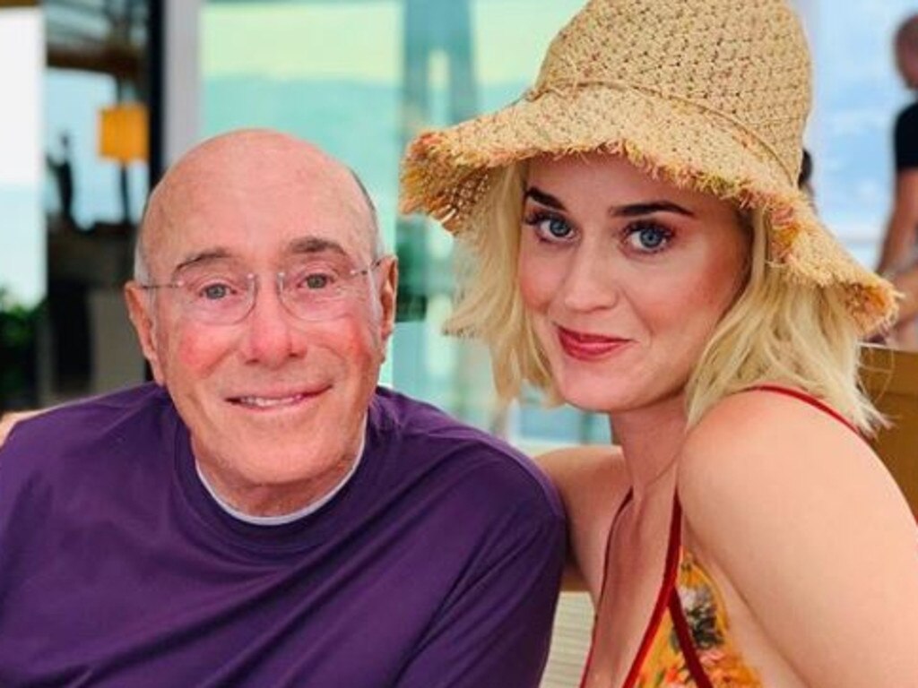 David Geffen with US pop star Katy Perry.