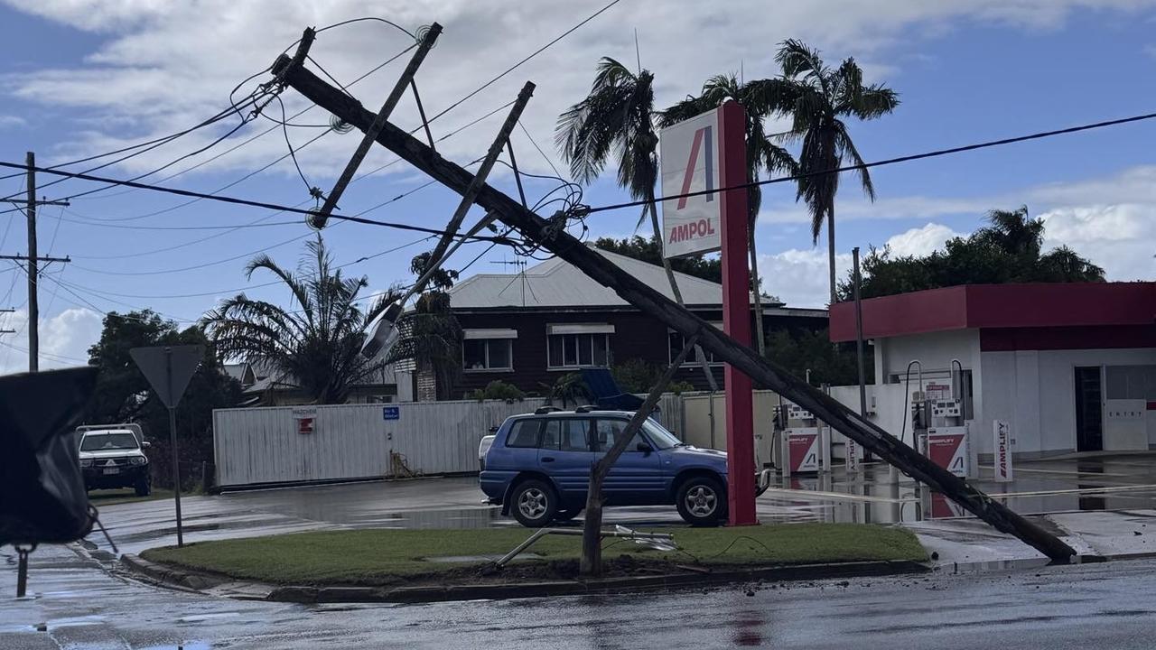 A power pole was struck by a semi on Alice St in Maryborough
