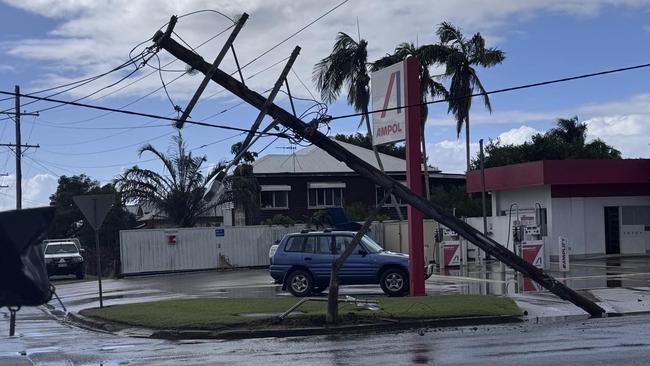A power pole was struck by a semi on Alice St in Maryborough