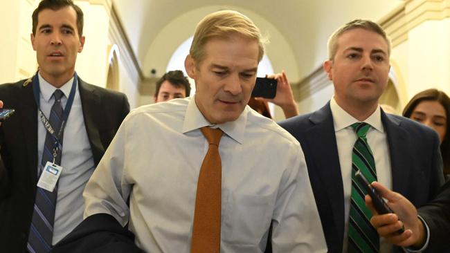 Judiciary Committee chairman Jim Jordan leaves after a closed-door vote meeting to nominate the US Speaker of the House candidate. Picture: AFP