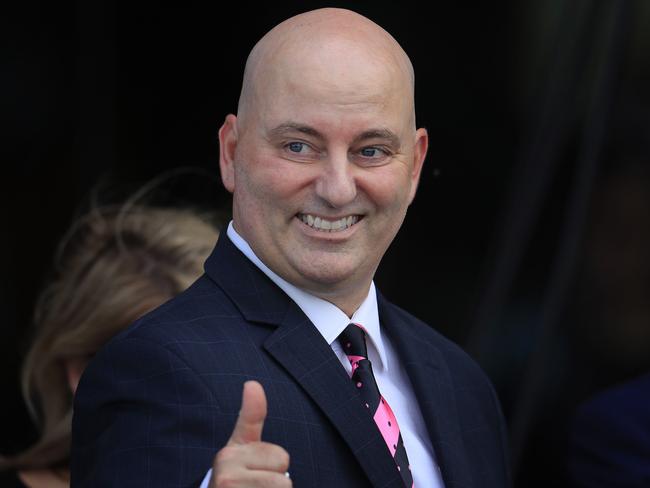 SYDNEY, AUSTRALIA - MARCH 21: Trainer John Thompson reacts after winning race 5 the George Ryder Stakes with Dreamforce during 2020 Golden Slipper Day at Rosehill Gardens on March 21, 2020 in Sydney, Australia. (Photo by Mark Evans/Getty Images)