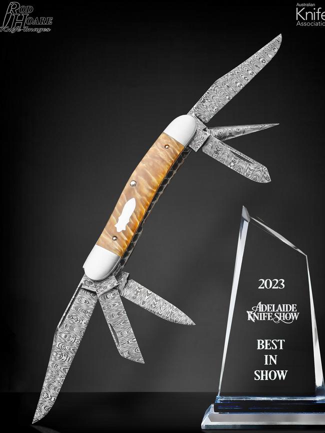 Winning designs from the 2023 Adelaide Knife Show. Picture: Supplied by Knife Art Association