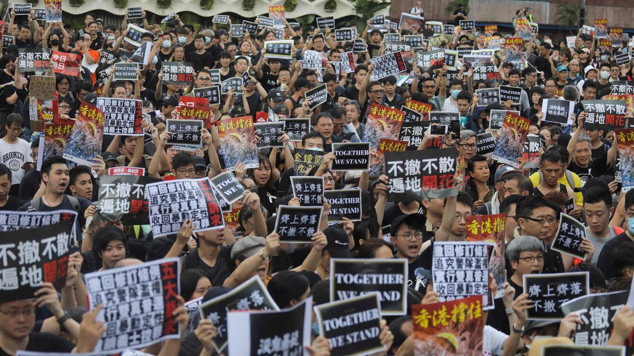 Hong Kong protestors against growing Chinese Communist Party control in July 2019. Picture: Vivek Prakash/AFP.