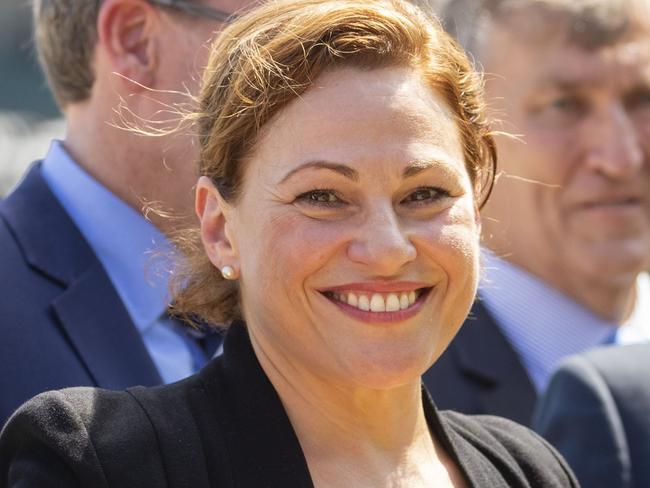 15 March 2019.Queensland Deputy Premier Jackie Trad is seen after signing a Statement of Intent around the South-East Queensland City Deal with Federal Minister for Cities, Urban Infrastructure and Population Alan Tudge and Lord Mayor Graham Quirk.Photo: Glenn Hunt/ The Australian