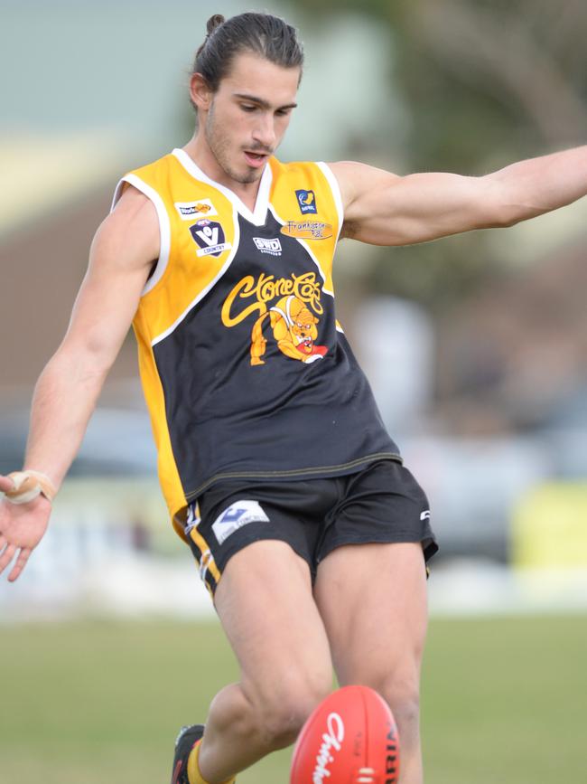 Luke Paynter slots a goal. Picture: Chris Eastman