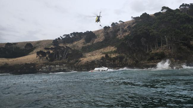 42 foot yacht rescued near Fossil Bluff/Table Cap in Tasmania's North-West on Friday, February 8, 2025. Picture: Tasmania Police