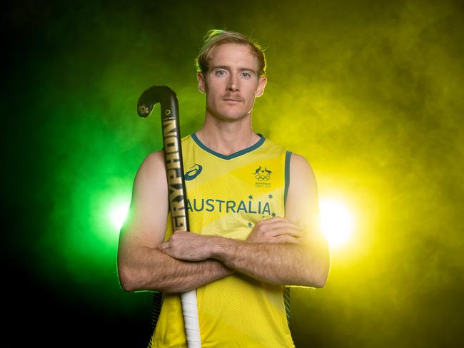 PERTH, AUSTRALIA - JUNE 14: Aran Zalewski poses during the media opportunity for the announcement of the Australian field hockey team for the Tokyo Olympic Games at WAIS on June 14, 2021 in Perth, Australia. (Photo by Paul Kane/Getty Images)