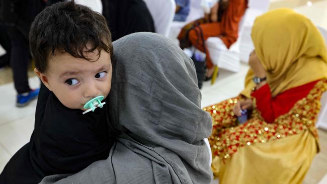 Refugees who fled Afghanistan in the Emirati capital Abu Dhabi. Picture: AFP