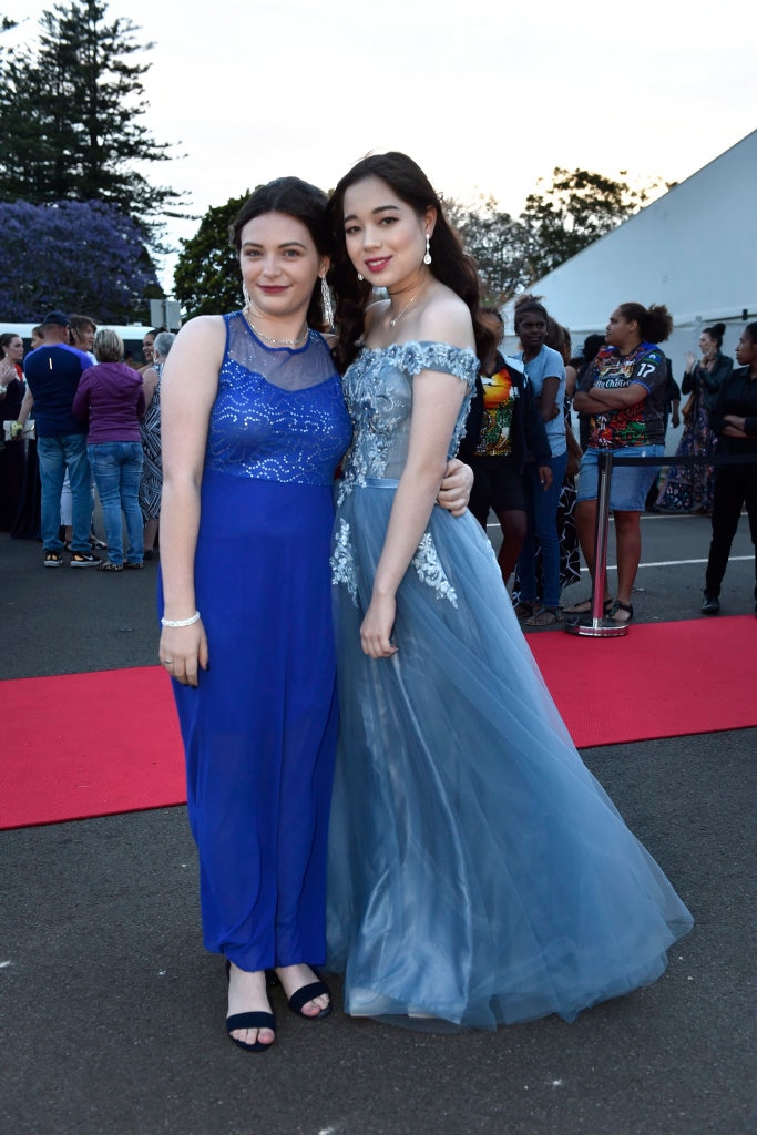 Montana Hage (left) and Stephanie Yamanaka. St Saviour's College formal, Toowoomba Turf Club. November 2017. Picture: Bev Lacey