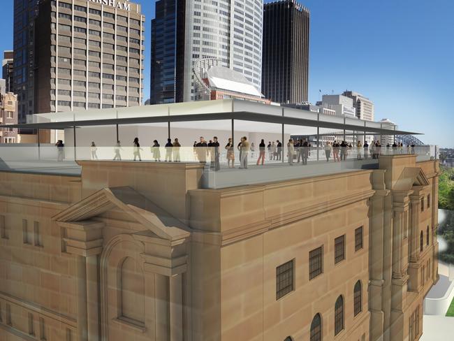 An artists impression of the proposed redevelopment of the NSW State Library rooftop.