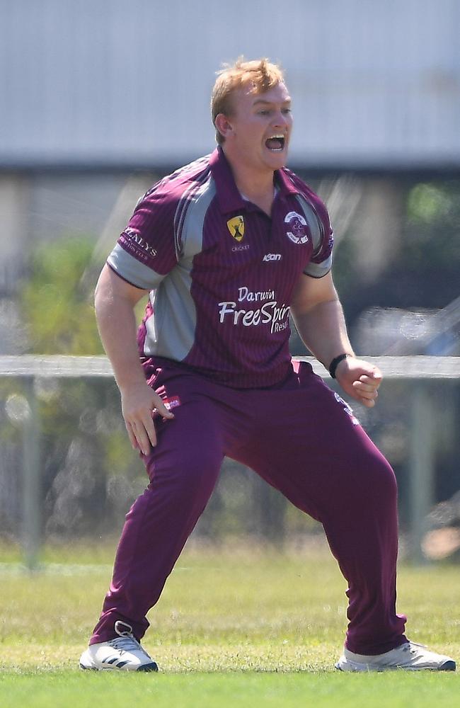 Hamish Martin bowls for Palmerston. Picture: NT Cricket.