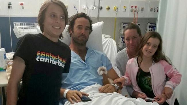 Alex Travaglini recovers in Royal Perth Hospital after surgeons successfully saved his legs.