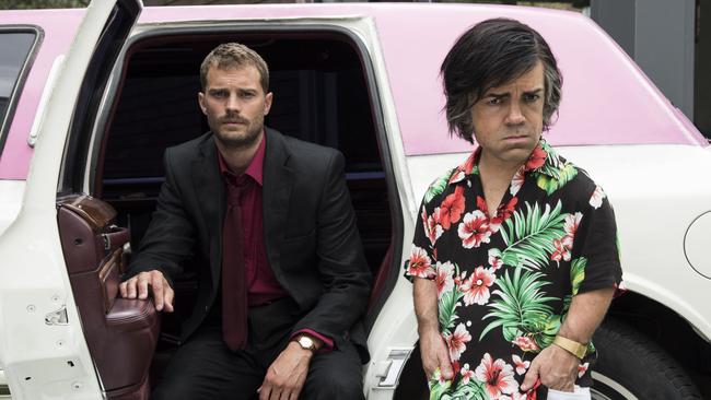 Jamie Dornan and Peter Dinklage in a scene from <i>My Dinner with Herve.</i>