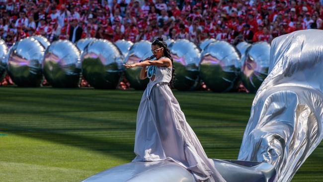 Katy Perry performing before the AFL Grand Final at the MCG. Picture: NewsWire/Nadir Kinani