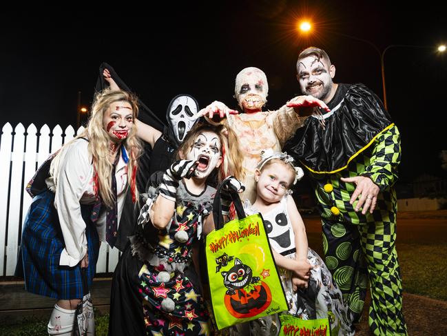 Dressed up for Halloween are (from left) Annalise, Sophia, Willow, Hayley, Amelia and Alexander Lynch, Thursday, October 31, 2024. Picture: Kevin Farmer