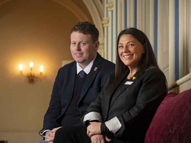 Tasmanian Launch of National Palliative Care Week, terminal cancer suffer Peter Rasmussen and Palliative Care Tasmania CEO Veney Hiller at Government House Tasmania. Picture: Chris Kidd
