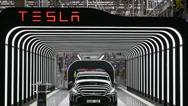 A model Y Tesla is pictured during the start of the production at the company’s "Gigafactory" in Gruenheide, Germany.