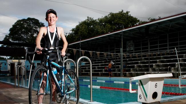 Harry Sweeny at 13 after winning the junior boys title at the Australian Youth Triathlon Championships in 2012. Picture: Sarah Keayes / News Limited