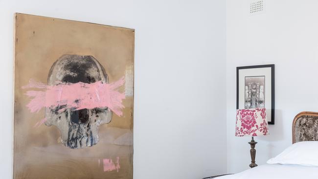 Art work plus a hint of pink in the bedroom. Picture: Flavio Brancaleone