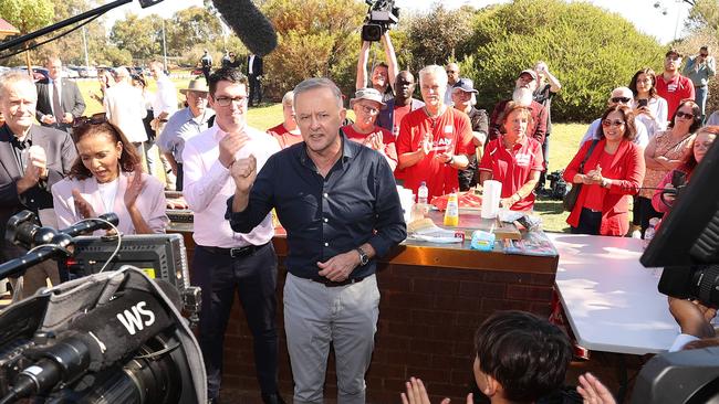 Labor leader Anthony Albanese visits a BBQ for Labor volunteers, seat of Cowan WA. Picture: Liam Kidston