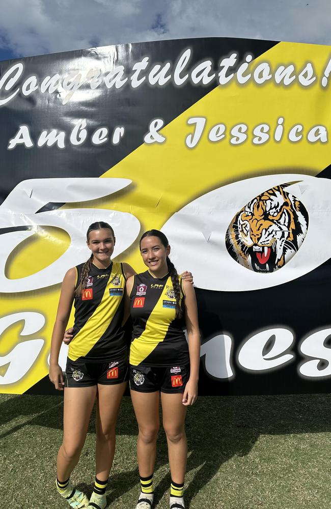 Jessica Williams and Amber Grace-Cullen celebrated 50 games for Redcliffe.