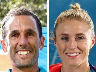 Gold Coast Commonwealth Games flagbearer Mark Knowles and local hero Sally Pearson.