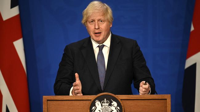 Boris Johnson gives an update on relaxing restrictions. Picture: AFP.